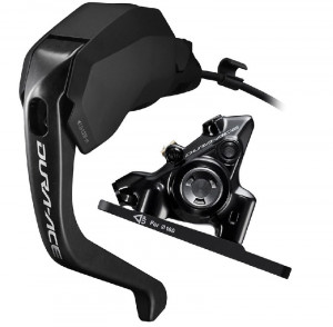 FRANA PE DISC SET ASAMBLAT J-KIT DIRECT SHIMANO DURA ACE ST-R9180(L) BR-R9270(F) PT. ROTOR 160MM PLACUTE RESIN (CU ARIPIOARE DE RACIRE) FURTUN SM-BH90 1000MM NEGRU AMBALAT IND.