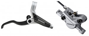 FRANA PE DISC SET ASAMBLAT SHIMANO BL-M445S(R) BR-M447S(R) FARA ADAPTOR PLACUTE RESIN FURTUN SM-BH59 1700MM NEGRU INCL. OLIVA SI INSERTIE CONECTARE ARGINTIU AMBALAT IND.