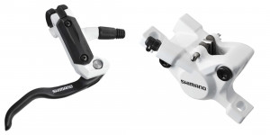 FRANA PE DISC SET ASAMBLAT SHIMANO BL-M505W(R) BR-M445W(R) FARA ADAPTOR PLACUTE RESIN FURTUN SM-BH59 1700MM ALB INCL. OLIVA SI INSERTIE CONECTARE ALB VRAC