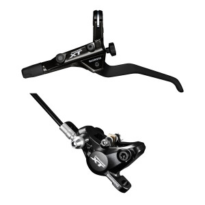 FRANA PE DISC SET ASAMBLAT SHIMANO DEORE XT BL-T8000(R) BR-M8000(R) HIDRAULICA FARA ADAPTOR PLACUTE RESIN FARA ARIPIOARE DE RACIRE FURTUN SM-BH90-SBM 1700MM NEGRU INCL. OLIVA & INSERTIE CONECTARE AMBALAT IND.
