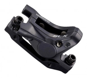 FRANA PE DISC SHIMANO SET BR-M665 SLX FATA/SPATE CU ADAPTOR PT. STANDARD PLACUTE RESIN FARA ROTOR AMBALAT IND.