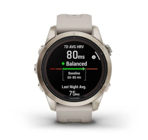GARMIN Fenix 7S PRO 42mm - Sapphire Solar, Soft Gold, curea Light Sand - Img 5