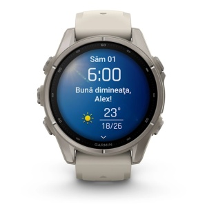 Garmin Fenix 9 - 43mm Titan cu curea din silicon French Gray - Img 11