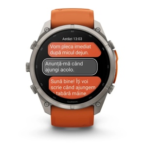 Garmin Fenix 9 Pro - inReach, 51mm Titan cu curea din silicon Autumn Orange/Spark Orange - Img 9