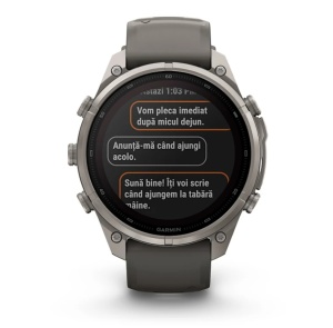 Garmin Fenix 9 Pro - inReach, Solar, 47mm Titan Pebble Gray cu curea din silicon Silver Gray - Img 8