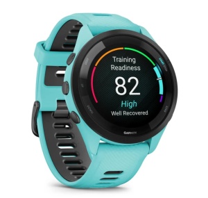 Garmin Forerunner 265 Ramă neagră cu carcasă Aqua şi curea din silicon Aqua/neagră - Img 2