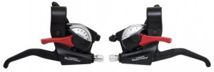 MANETE SCHIMBATOR/FRANA SHIMANO TOURNEY ST-EF40(LL)2S 6X3 VIT. PT V-BRAKE 2-DEGETE CAMASI SCHIMBATOR/FRANA LUNGIME STANDARD (NEGRU) EZ-FIRE PLUS NEGRU AMBALAT IND.