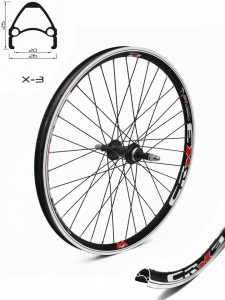 Roata fata CROSSER X3 36H 24" Piulita - Frana V-brake cu butuc JY753