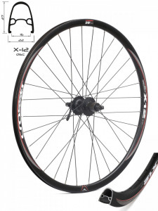 Roata spate CROSSER X12 32H 28" Caseta, QR - Frana disc (6 suruburi) cu butuc SHIMANO M475
