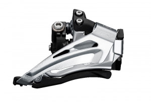 SCHIMBATOR FATA SHIMANO DEORE FD-M6025-L DUBLU PT. 10 VIT. PE SPATE LOW CLAMP TOP SWING TRAGERE DE JOS COLIER 34.9MM (INCL. ADAPTOR 28.6MM & 31.8MM) INGHI CS 66-69 PT. PINION MARE 34-38T AMBALAT IND.