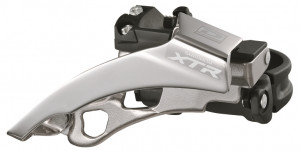 SCHIMBATOR FATA SHIMANO XTR FD-M980 TRIPLU TOP SWING TRAGERE DUBLA COLIER 34.9MM (CU ADAPTOR 31.8MM & 28.6MM) PT. 10 VIT. PE SPATE UNGHI CS 66-69 AMBALAT IND.