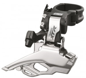 SCHIMBATOR FATA SHIMANO XTR FD-M986 DUBLU PT. 10 VIT. PE SPATE DOWN SWING TRAGERE DUBLA COLIER 34.9MM CU ADAPTOR 31.8MM & 28.6MM UNGHI CS 66-69 PT. 44-38T (DUBLU) AMBALAT IND.