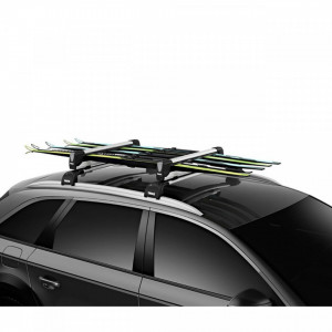 Suport 5 perechi schiuri Thule SnowPack Extender 7325 Gri cu prindere pe bare transversale aluminiu cu profil T - Img 2