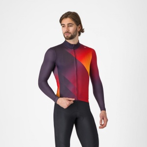 Tricou cu maneca lunga Castelli Amplify Thermal Mov/Rosu/Galben XXXL