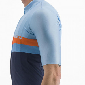 Tricou cu maneca scurta Castelli A Blocco, Bleu/Bleumarin/Portocaliu, L - Img 4