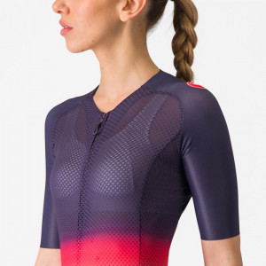Tricou cu maneca scurta Castelli Climbers 4.0 W, de dama, Bleumarin/Magenta/Portocaliu, XS - Img 6