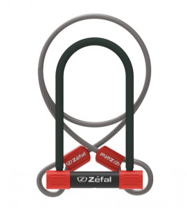 Antifurt U-Lock ZEFAL K-Traz U13 13mm + Cablu 10mm/120cm - Grey/Black