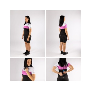 Bluza ciclism Force View Lady maneci scurte negru/alb/roz XL - Img 3