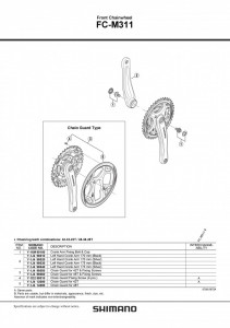 BRAT PT. ANGRENAJ PEDALIER SHIMANO FC-M311 170MM STANGA NEGRU