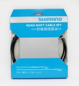 CABLU DE SCHIMBATOR SHIMANO ROAD PTFE SET CAMASA 1700MM SP41 NEGRU CABLU PTFE 2100MM X 2 OUTER CAP X 4 SEALED OUTER CAP & INNER END CAP X 2
