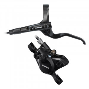 FRANA PE DISC SET ASAMBLAT SHIMANO BL-MT201(L) BR-MT200(F) LEVIER ALUMINIU FARA ADAPTOR PLACUTE RESIN FURTUN SM-BH59-SS 1000MM NEGRU INCL. OLIVA & INSERTIE CONECTARE NEGRU AMBALAT IND.