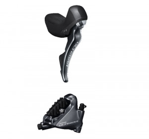 FRANA PE DISC SET ASAMBLAT SHIMANO ULTEGRA ST-R8020(R) BR-R8070(R) HIDRAULICA PT. MONTURA 25MM PLACUTE RESIN (CU ARIPIOARE DE RACIRE) CABLU SCHIMBATOR 2200MM CAMASA SP41 600/300MM FURTUN SM-BH90 1700MM NEGRU AMBALAT IND.