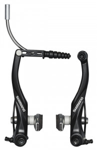 FRANA V-BRAKE SHIMANO ALIVIO BR-T4010 SPATE X-TYPE (SAIBA SUBTIRE IN EXTERIOR) SABOTI S70C SURUBURI 16.0MM GHIDAJ CABLU 90 DEG NEGRU AMBALAT IND.