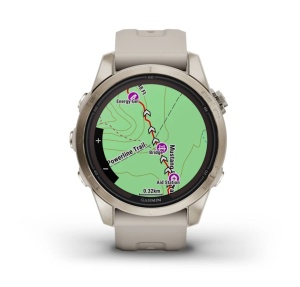 GARMIN Fenix 7S PRO 42mm - Sapphire Solar, Soft Gold, curea Light Sand - Img 3