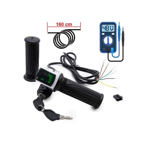 Maneta acceleratie pentru trotinete cu indicator 48V, cheie si conector SM
