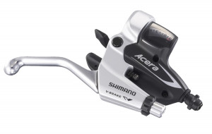 MANETA SCHIMBATOR/FRANA SHIMANO ACERA ST-M360-L-2A 8X3 VIT. CABLU SUS 2050/1800MM PT. V-BRAKE CAMASA NEAGRA SP40 CAMASA FRANA NEGRU CU O.G.D. NEGRU AMBALAT IND. - Img 3