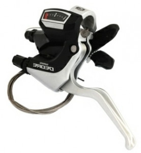 MANETA SCHIMBATOR/FRANA SHIMANO ST-M590 DEORE RAPIDFIRE STANGA 3-VIT. 1800MM CU OPTICAL GEAR DISPLAY 3-DEGETE PT. V-BRAKE(RECOMANDAT CU POWER MODULATOR) AMBALAT IND.