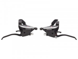 MANETE SCHIMBATOR/FRANA SHIMANO ST-EF65-2A 8X3 VIT. CABLU SUS 2050/1800MM PT. V-BRAKE 2 DEGETE ALLOY CAMASI SCHIMBATOR (SP41)/FRANA LUNGIME STANDARD (NEGRU) NEGRU AMBALAT IND.