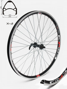 Roata fata CROSSER X3 36H 26" QR - Frana V-brake cu butuc JoyTech