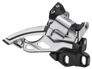 SCHIMBATOR FATA SHIMANO DEORE FD-M615-E2 TRIPLU PT. 10 VIT. PE SPATE E-TYPE TOP SWING TRAGERE DUBLA PT. 38/40T (DUBLU) FARA BB PLATE/SURUBURI UNGHI CS 66-69 NEGRU AMBALAT IND.