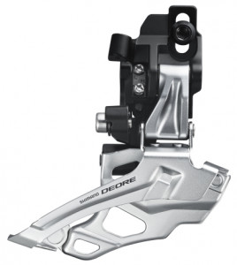 SCHIMBATOR FATA SHIMANO DEORE FD-M616-D DUBLU PT. 10 VIT. PE SPATE DOWN SWING TRAGERE DUBLA PRINDERE DIRECT MOUNT UNGHI CS 66-69 PT. 38/44T (DUBLU) ARGINTIU AMBALAT IND.