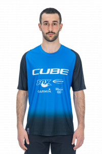 TRICOU CICLISM CUBE VERTEX ROUND NECK JERSEY X ACTIONTEAM S/S BLACK BLUE S - Img 2