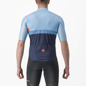 Tricou cu maneca scurta Castelli A Blocco, Bleu/Bleumarin/Portocaliu, XXL - Img 2