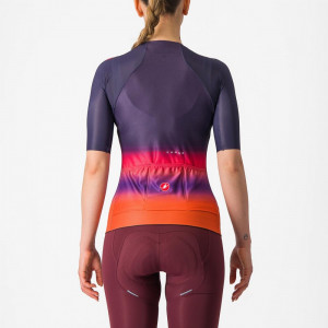 Tricou cu maneca scurta Castelli Climbers 4.0 W, de dama, Bleumarin/Magenta/Portocaliu, XS - Img 2