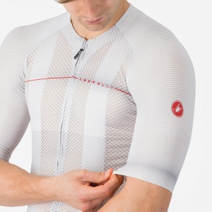 Tricou cu maneca scurta Castelli Climbers A/C, pentru barbati, gri argintiu/rosu, XL - Img 5