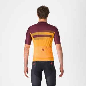 Tricou cu maneca scurta Castelli Simbolo, pentru barbati, portocaliu aprins/visiniu inchis, XXXL - Img 5