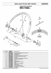 AX BUTUC FATA SHIMANO WH-7800-F 99.75MM COMPLET (3-15/16") - Img 2