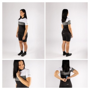 Bluza ciclism Force View Lady maneci scurte negru/alb/gri S - Img 3