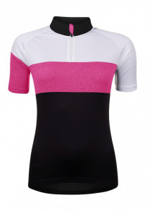 Bluza ciclism Force View Lady maneci scurte negru/alb/roz L - Img 2