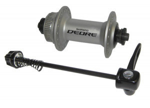 BUTUC FATA SHIMANO DEORE HB-M595 36H OLD 100MM AX 108MM QR 133MM PT. ROTOR CENTER LOCK INCL. PROTECTIE PT. MONTURA DISCULUI ARGINTIU AMBALAT IND.
