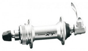 BUTUC FATA SHIMANO DEORE XT HB-M775S 36H OLD:100MM AX:108MM PT. ROTOR CENTER LOCK ARGINTIU CU ROTOR MOUNT COVER AMBALAT IND.