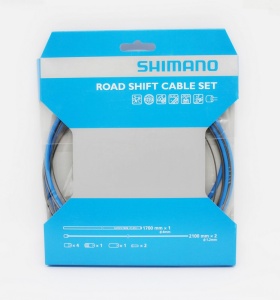 CABLU DE SCHIMBATOR SET SHIMANO ROAD PTFE CAMASA SP41 1700MM BLUE CABLU 1.2MM 2100MM SIL-TEC X 2 CAPAT EXTERIOR X 4 CAPAT EXTERIOR PLASTIC X 1 CAPAT EXTERIOR ALLOY X 1 CAPAT INTERIOR X 2