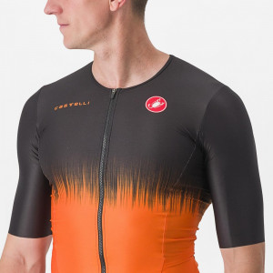 Costum de triatlon cu maneca scurta Castelli Sanremo Ultra, Negru/Portocaliu, L - Img 5