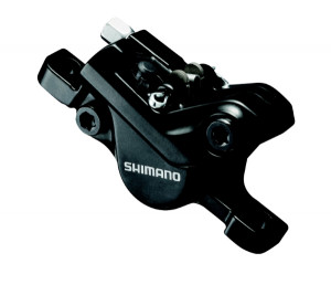 ETRIER FRANA PE DISC SHIMANO BR-M395L FATA SAU SPATE HIDRAULIC PT. POST MOUNT PLACUTE RESIN NEGRU AMBALAT IND.