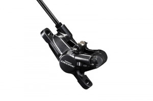 ETRIER FRANA PE DISC SHIMANO DEORE BR-M6000 HIDRAULICA FATA SAU SPATE FARA ADAPTOR PT. POST MOUNT PLACUTE RESIN G02 (FARA ARIPIOARE DE RACIRE) NEGRU AMBALAT IND.