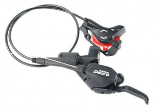 FRANA PE DISC SET ASAMBLAT SHIMANO DEORE ST-M535L(L) BR-M535 (F) ADAPTER PT. STD (RING) PLACUTE RESIN FURTUN SM-BH59 900MM INCL. OLIVA SI INSERTIE CONECTARE VRAC